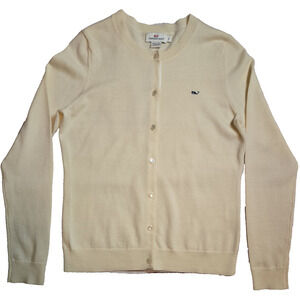 Vineyard Vines Small Ivory Cardigan 100% Extra Fine Merino Wool Sweater EUC